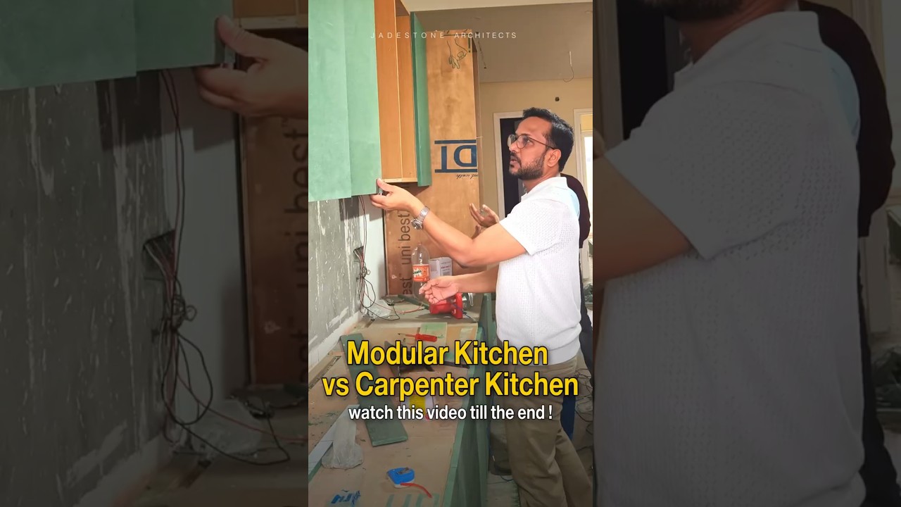 Modular Kitchen vs Carpenter Kitchen #jadestonearchitects #transformyourhome #kitchen  #homedecor