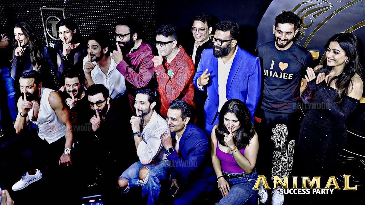 Animal Entire Cast CRAZIEST Moment with Iconic Pose Together at Animal Movie Grand Success Party