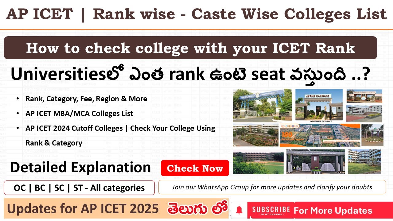 AP ICET MBA/MCA Colleges List | College List by Rank, Category, Fee & Region | Full Data #apicet2025