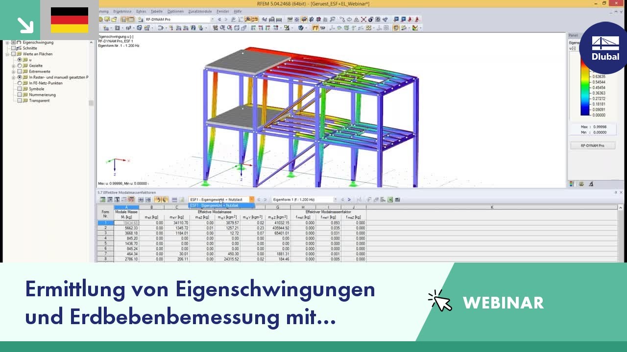 Webinar: Ermittlung von Eigenschwingungen und Erdbebenbemessung mit RF-DYNAM Pro
