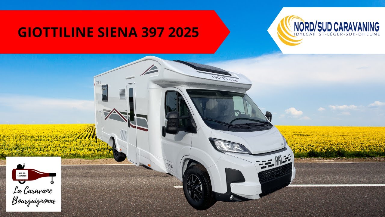 CAMPING CAR LIT CENTRAL BOITE AUTO GIOTTILINE SIENA 397 PREMIERE EDITION 2025 NORD SUD CARAVANING
