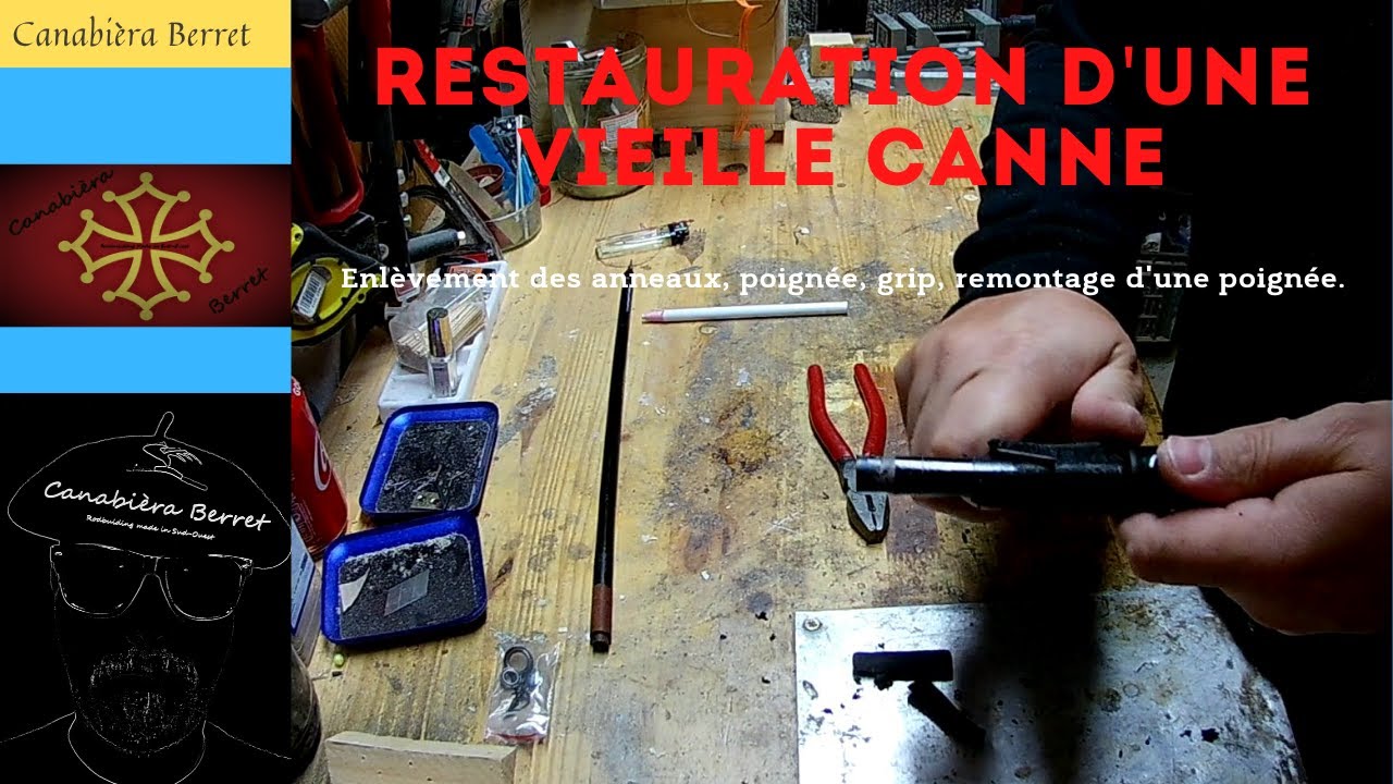 Restauration d'une vieille canne à pêche.