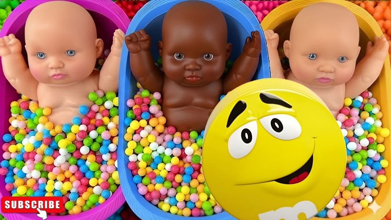 Full of 3 Rainbow BathTubs Candy with M&M's & Magic Slime Cutting Video