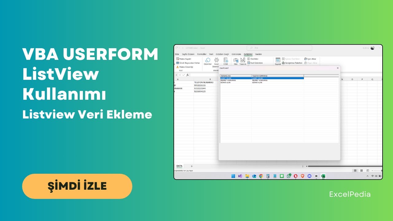 VBA Userform - ListView Kullanımı