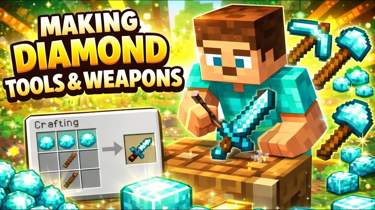 MAKING DIAMOND WEAPONS AND TOOLS IN MINECRAFT @TechnoGamerzOfficial
