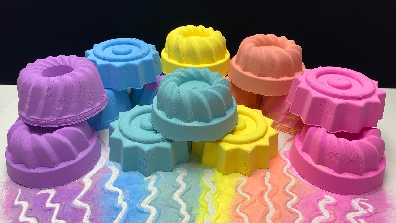 ASMR baking soda | Rainbow 🌈 | Large shapes 