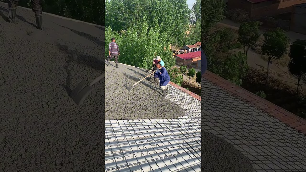 Rural Slope Roof Concrete Pouring Technique !