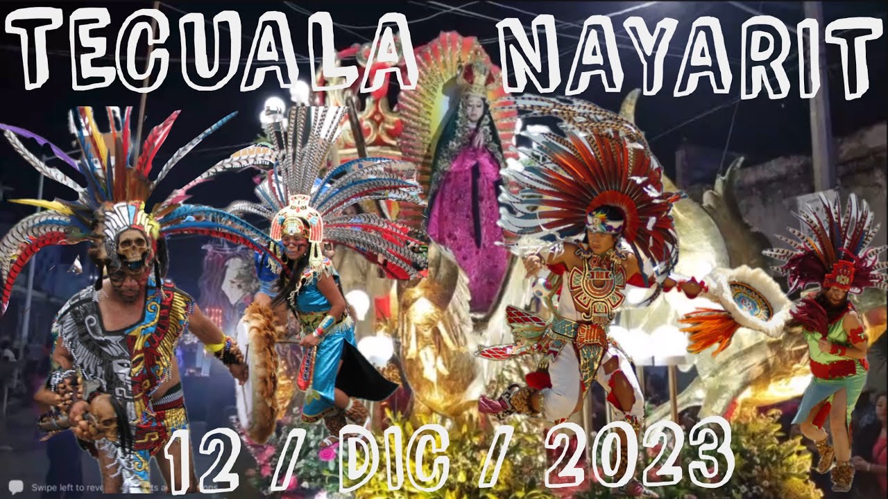 TECUALA NAY, peregrinos celebrando la VIRGEN con danzas prehispánicas, música, y carros alegóricos.