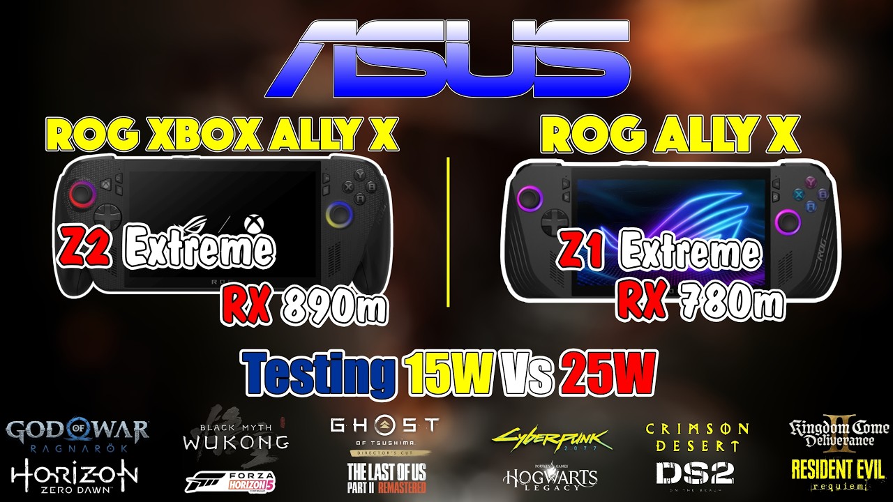 Asus ROG Xbox Ally X vs. ROG Ally X: Z2 Extreme vs. Z1 Extreme | 15W & 25W Raw Performance Test!