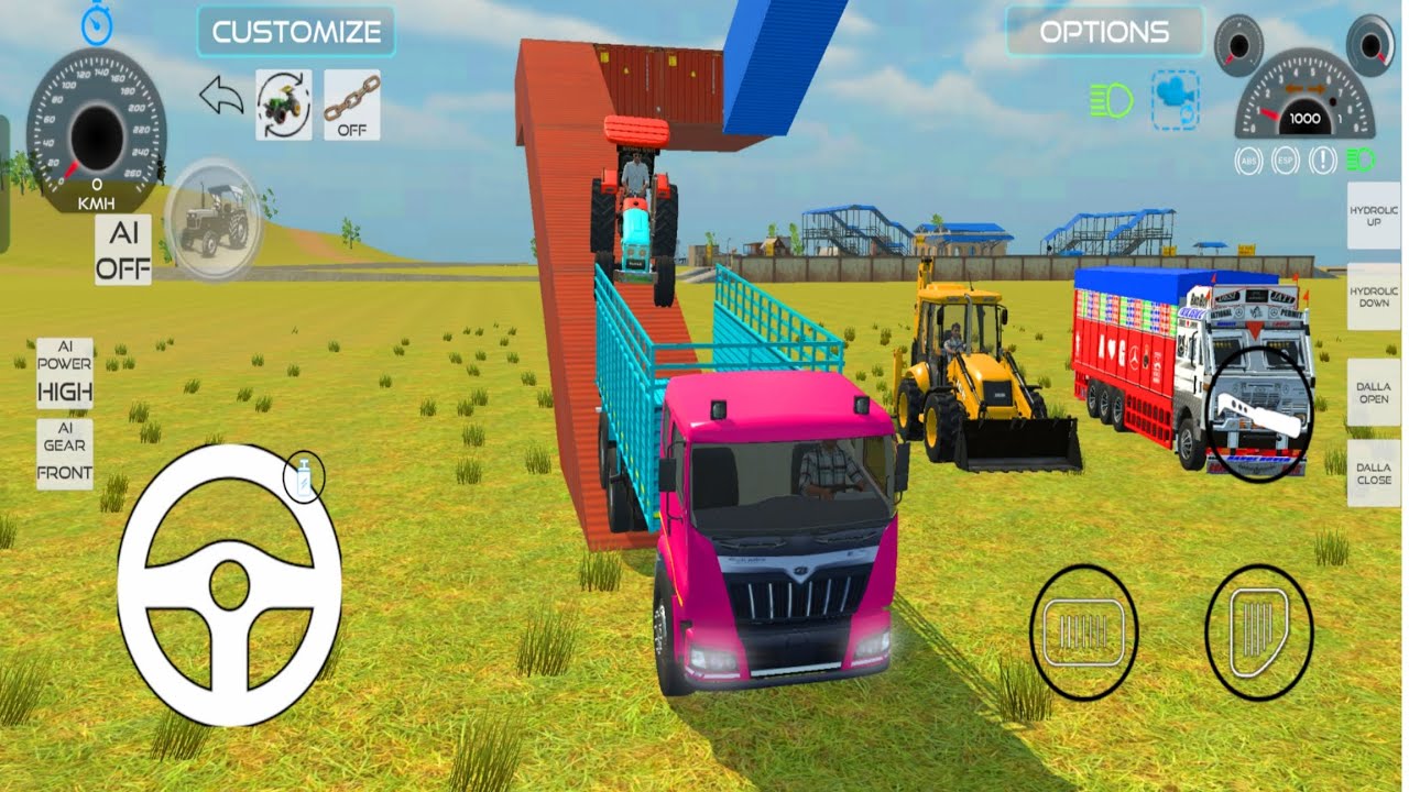 🛑 Drive JCB and tractor Unloading 😱 stone from truck dumpher 🚒 game #games 