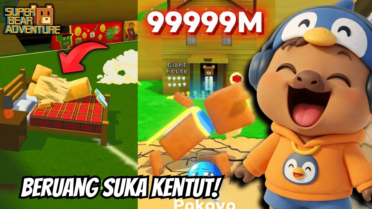 LUCU BANGET BERUANG CEWEK SUKA KENTUT😂REACTION SUPER BEAR ADVENTURE