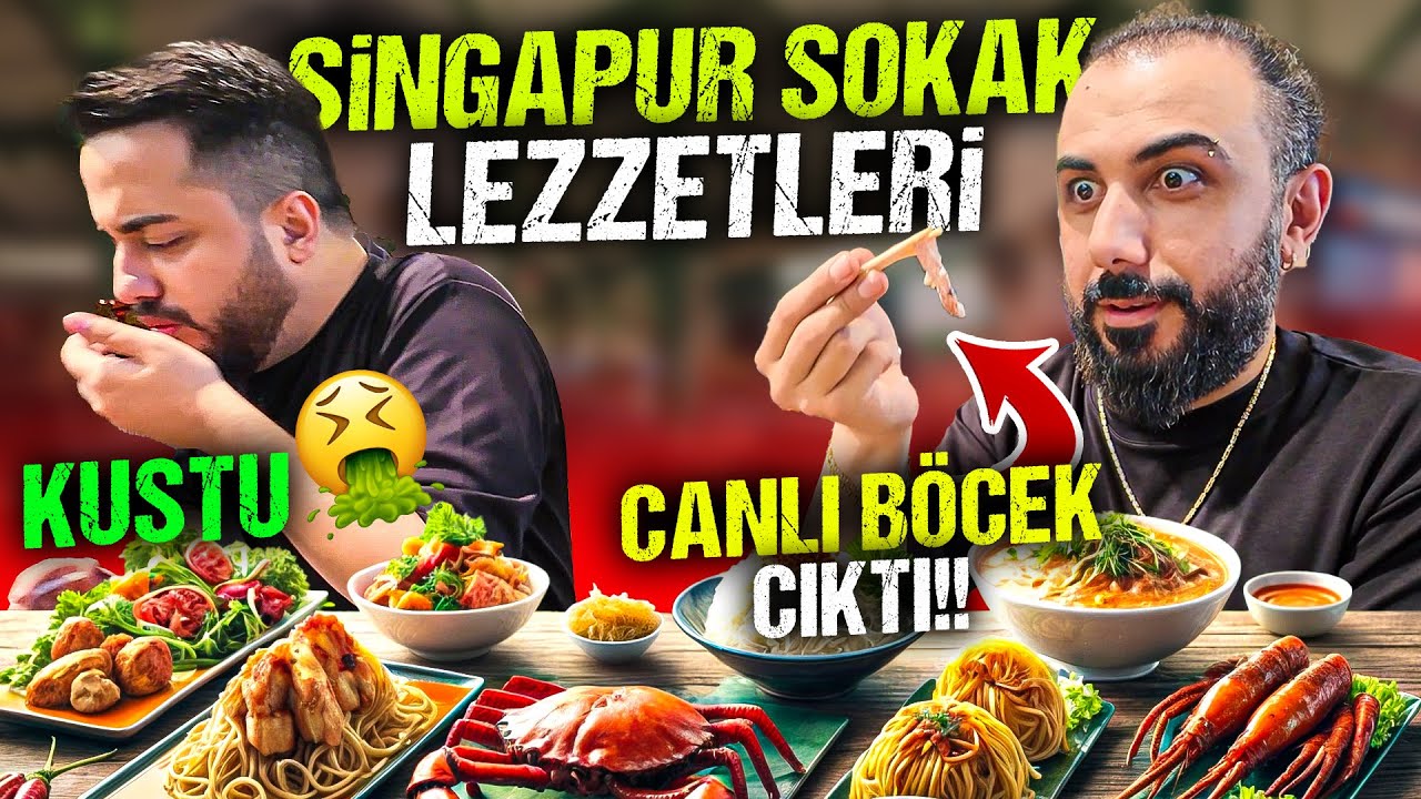SİNGAPUR SOKAK LEZZETLERİ!! 😱 (YEMEKTEN CANLI BÖCEK ÇIKTI KUSTUK!!) w/ Vural Üzül
