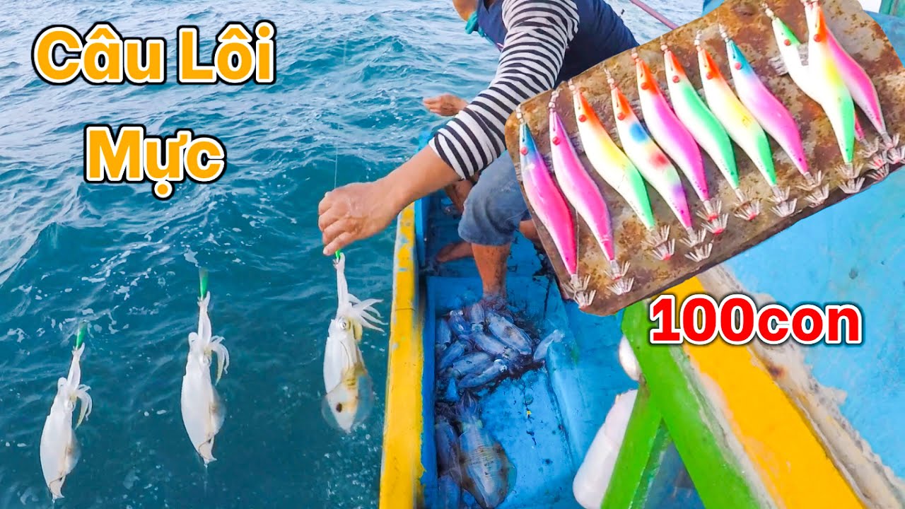 Thả 100 Con T&ocirc;m | K&eacute;o Mực L&aacute;, Mực Ống Mỏi Tay | Nghề Dắt Mực(C&acirc;u L&ocirc;i)