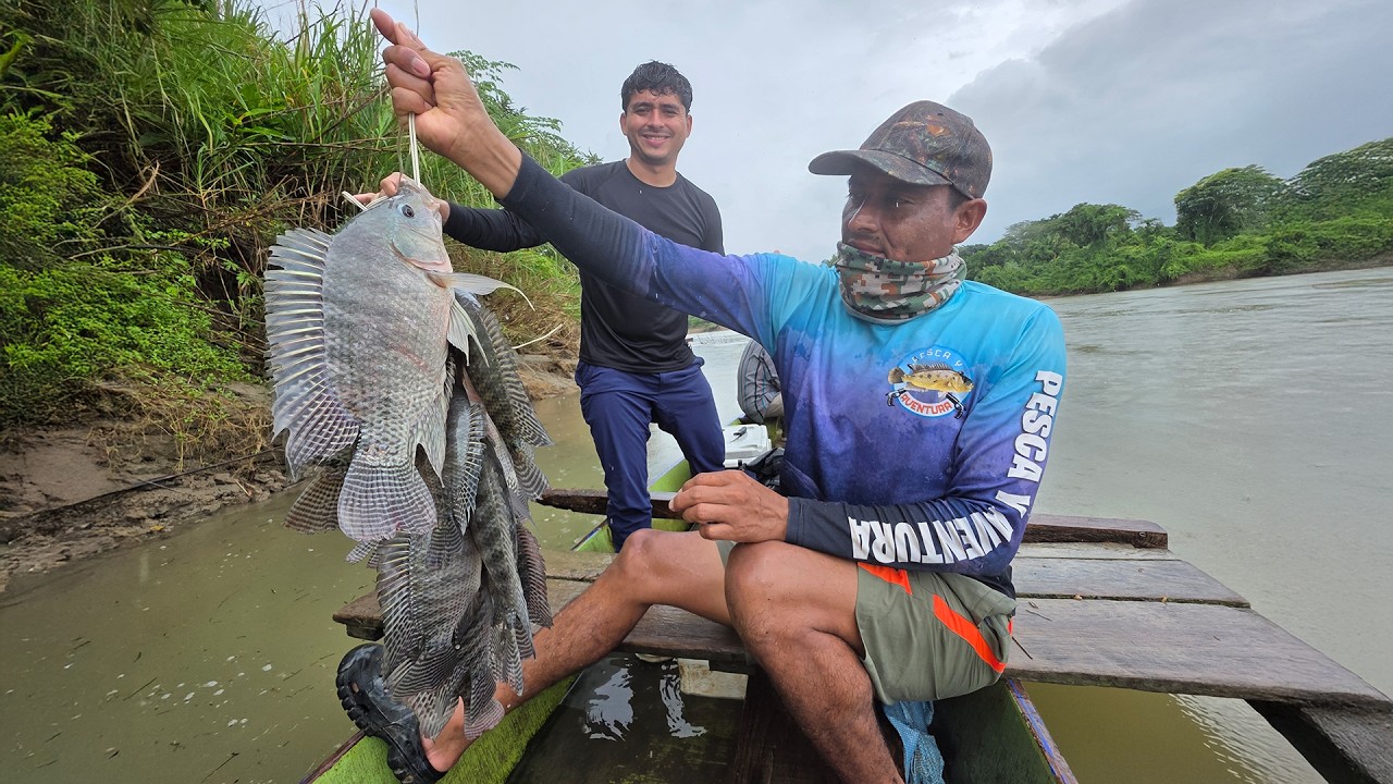 Una gran dia de pesca, en este arroyo sucio estaba el criadero de las tilapias, mucha pesca