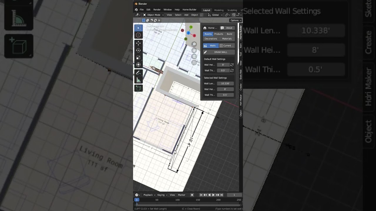 Простые планы этажей в #Blender с HomeBuilder! (Бесплатное дополнение)