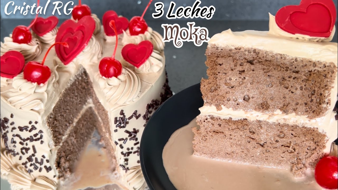 Delicioso Pastel MOKA TRES LECHES y crema| Especial San Valentín 💝