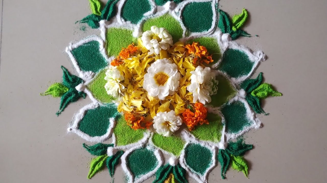 "Rangoli with flower ,RangoliDesign" |❤️ Best Rangoli | simpleRangoli | Rangoli | 