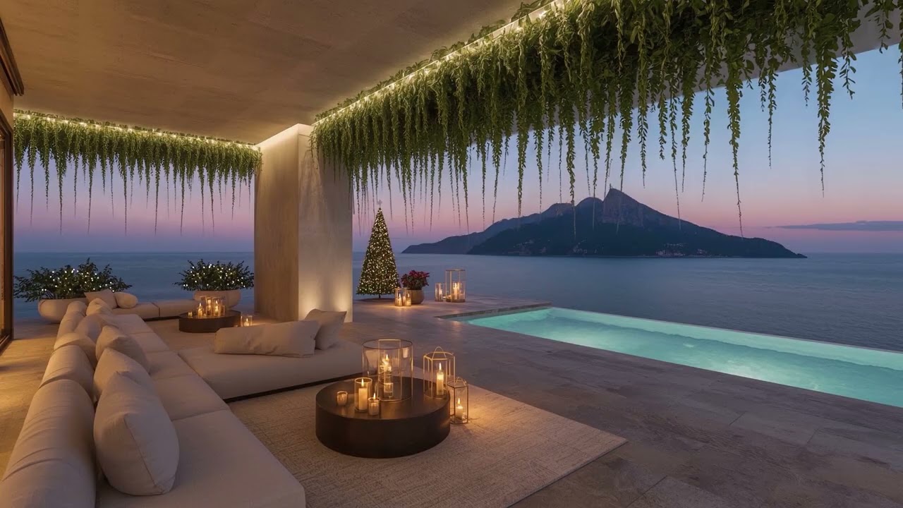 Smooth Jazz for Relaxation & Focus | Evening Poolside Jazz by the ocean | Calming Background Music