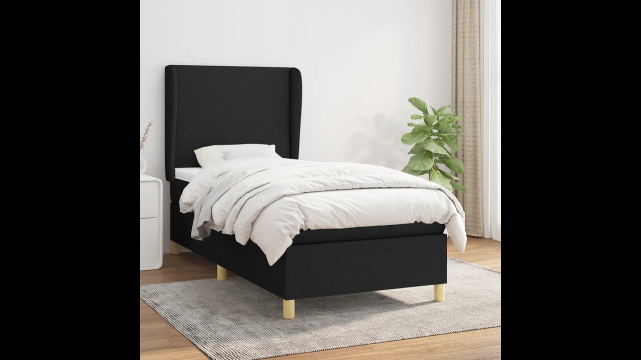 Boxspring met matras stof zwart 100x200 cm
