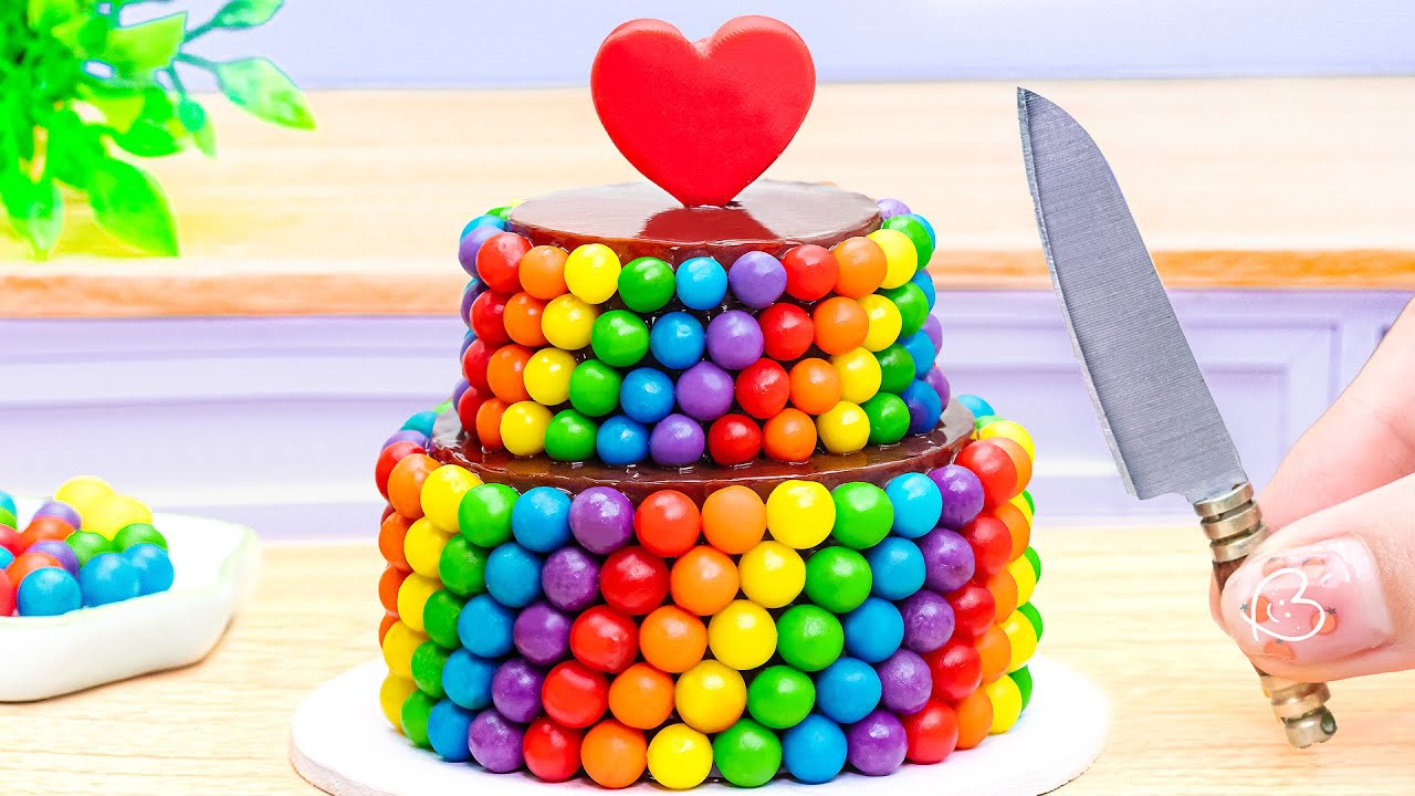 Satisfying Mini Rainbow Chocolate Colorful Candy Cake Decorating 🌈 Tiny Rainbow Cake By DIY Cakes