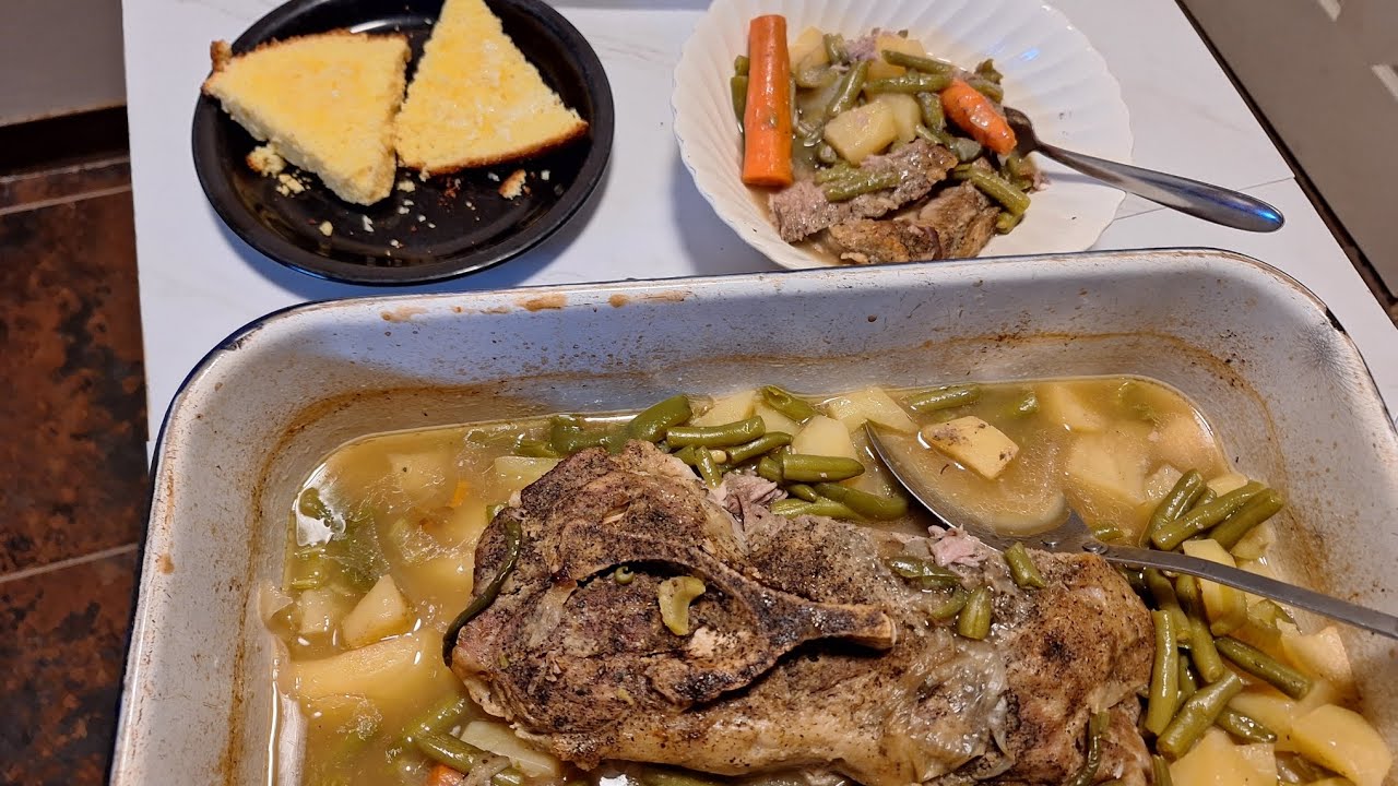 Dinner is served/ pork roast & veggies in gravy 