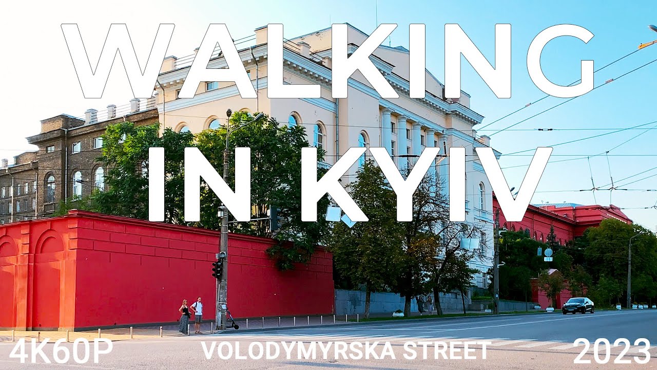 Walking in Kyiv 4K60P. Volodymyrska Street. Summer 2023.