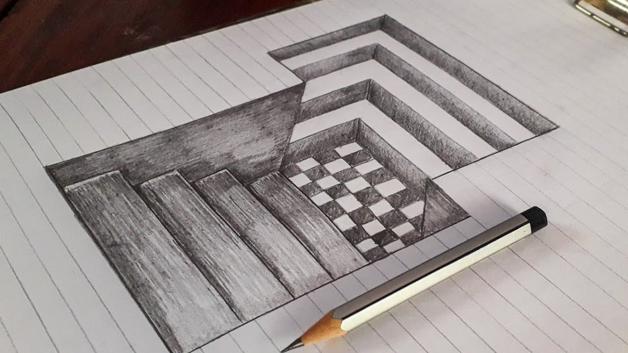 3D Banister Trick Art |How To Draw Banister On Line Paper| How To Draw Banister Illusion