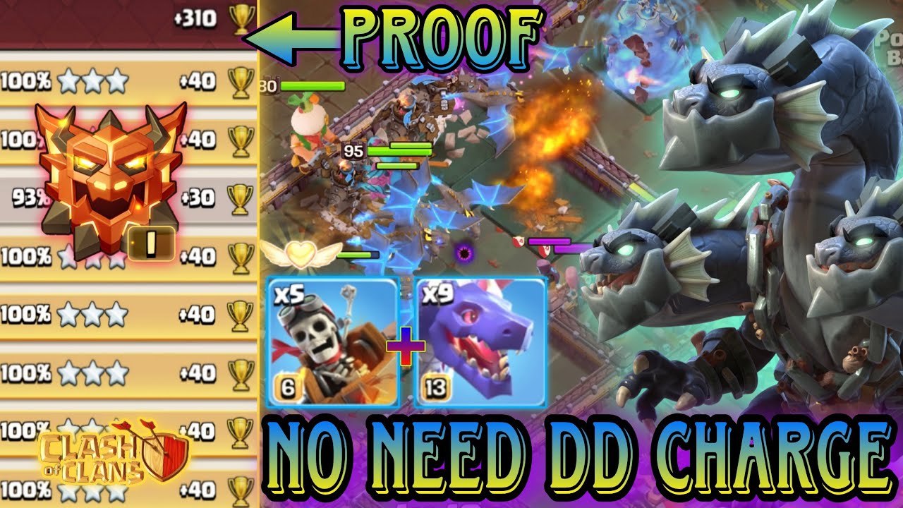 No Need DD Charge With This Easy HYDRA Combo. Ranked Legend League 1 Army. DD Charge+HYDRA Strategy👇
