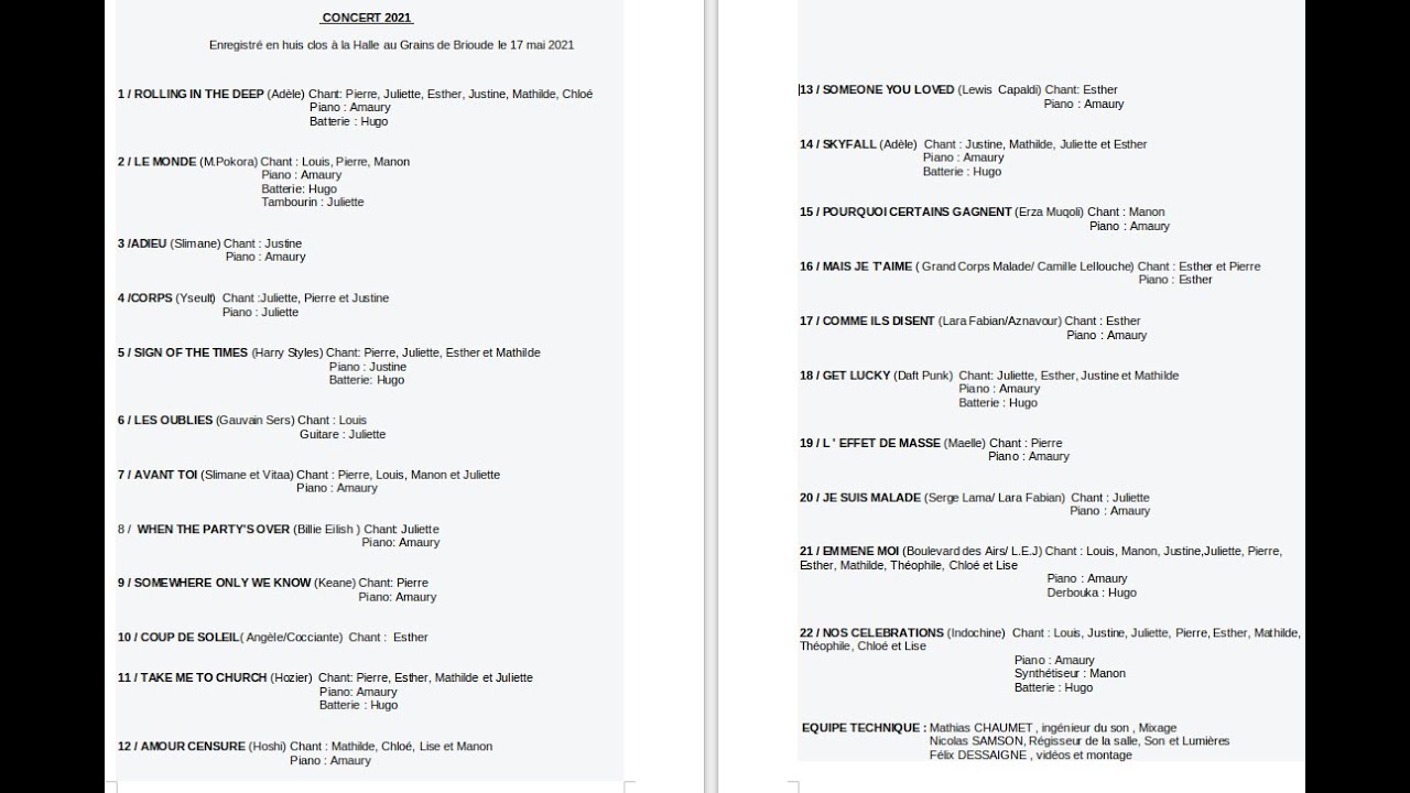 Concert option musique Lyc&eacute;e Saint-Julien 2021