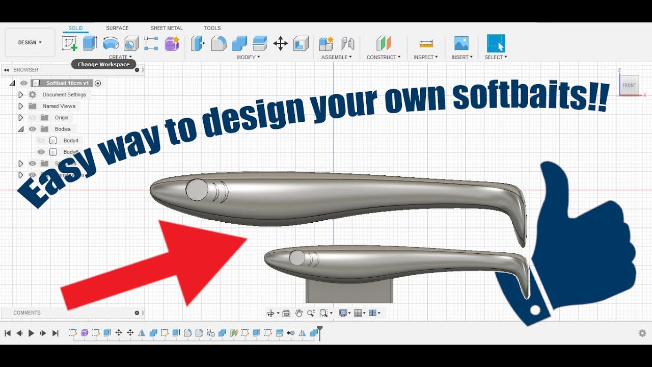 Easy way to design your softbait fishing lure with Fusion360