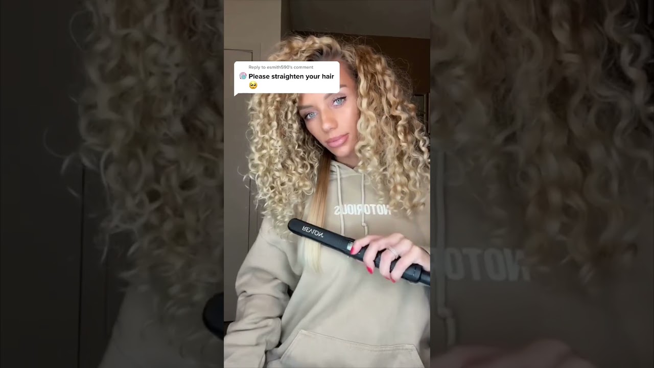 STRAIGHTENING MY BLEACHED CURLY HAIR😱 | Jena Frumes #shorts