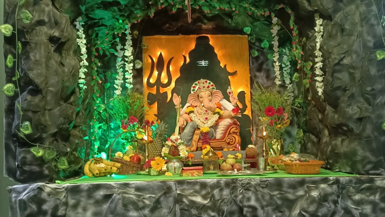 #Ganpatti #Decoration #God #Bappa  New Ganpati Decoration 2021/cave shiva Decoration  Eco friendly