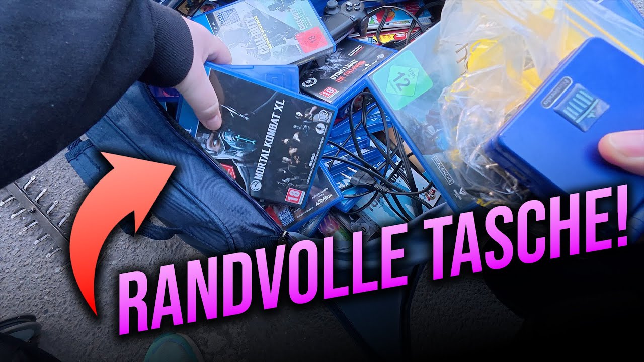 Er hat die ganze Tasche voller Games! #flohmarkt #retro #nintendo #playstation #xbox