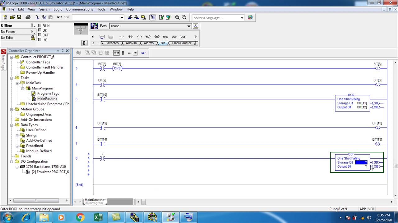 PROJECT 6 RSLogix 5000 - Example Ladder Diagram Element Group BIT Instruction
