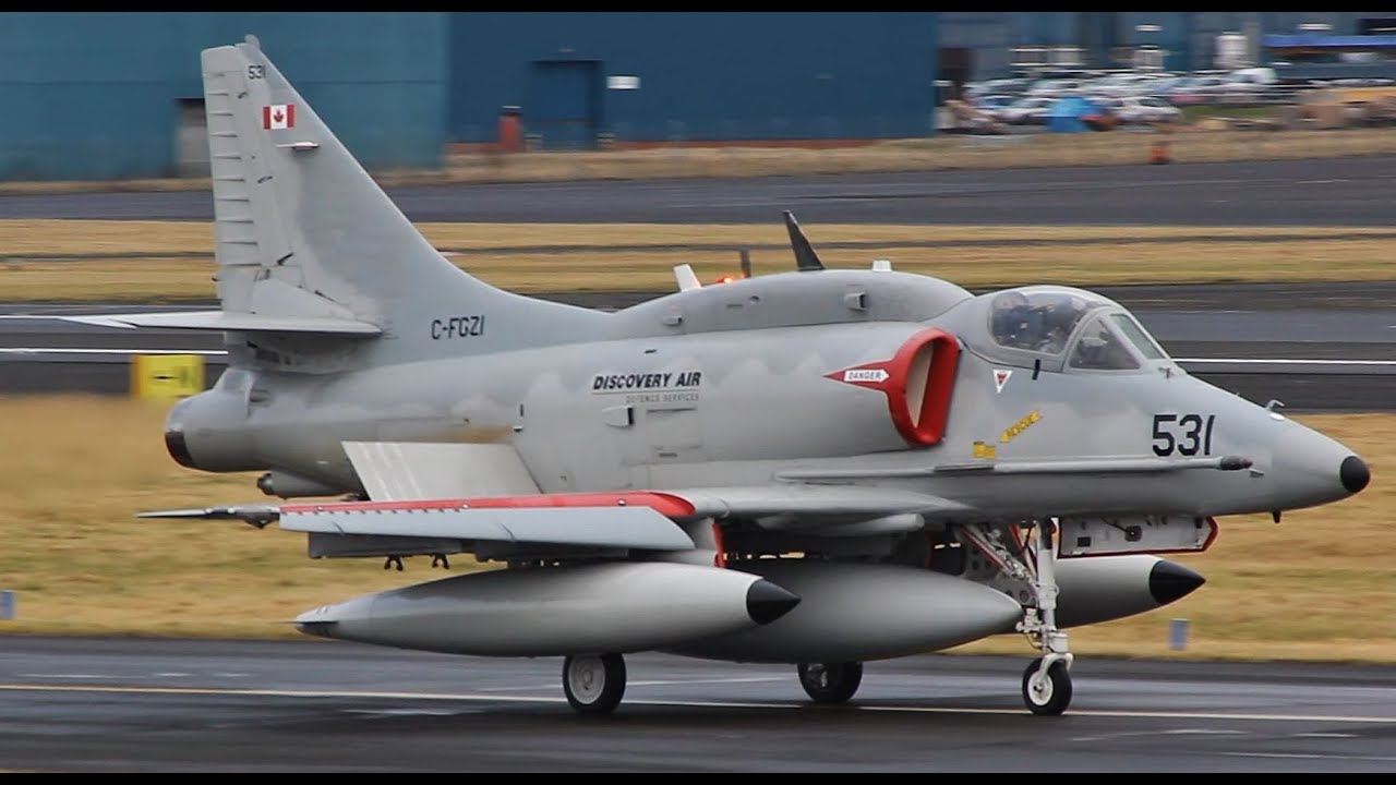 Powerful Canadian Douglas A-4N Takeoff at Prestwick Airport