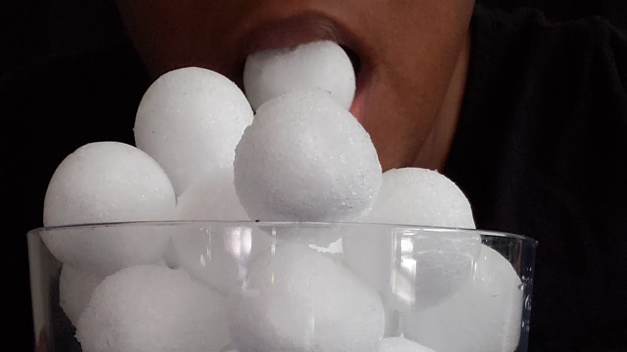 ASMR&bull;REFROZEN POWDERY MINI SNOWBALLS&bull;ONE BITE&bull;SOFT SQUEAKY CRUNCH&bull;NO TALKING