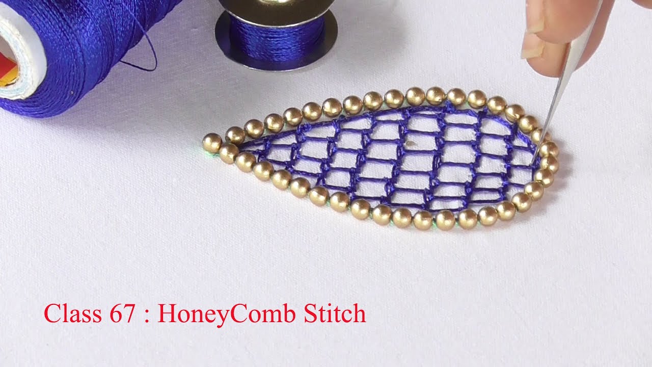Class 67 : Honeycomb stitch in aari work | Aari work basic stitches