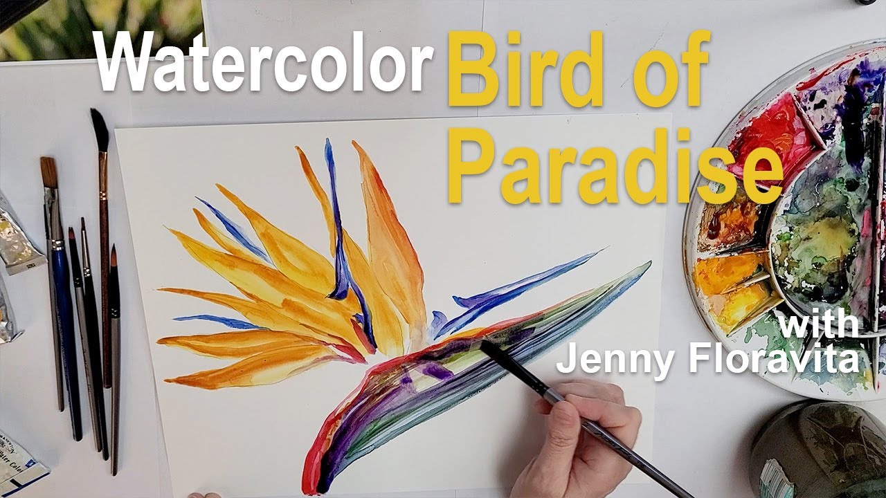 Bird of Paradise Watercolor Tutorial | Tropical Flower Watercolor Painting | Artist Jenny Floravita