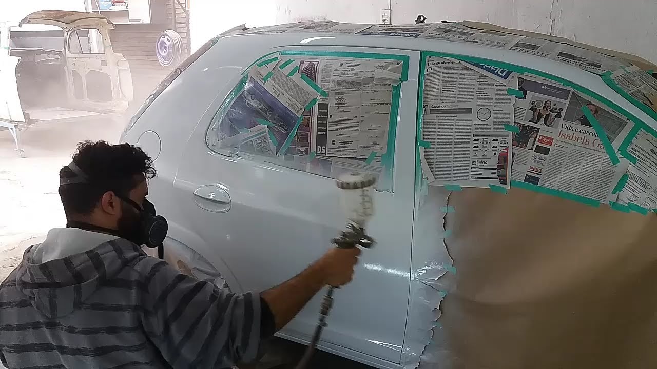 passo a passo . pintura em carro branco