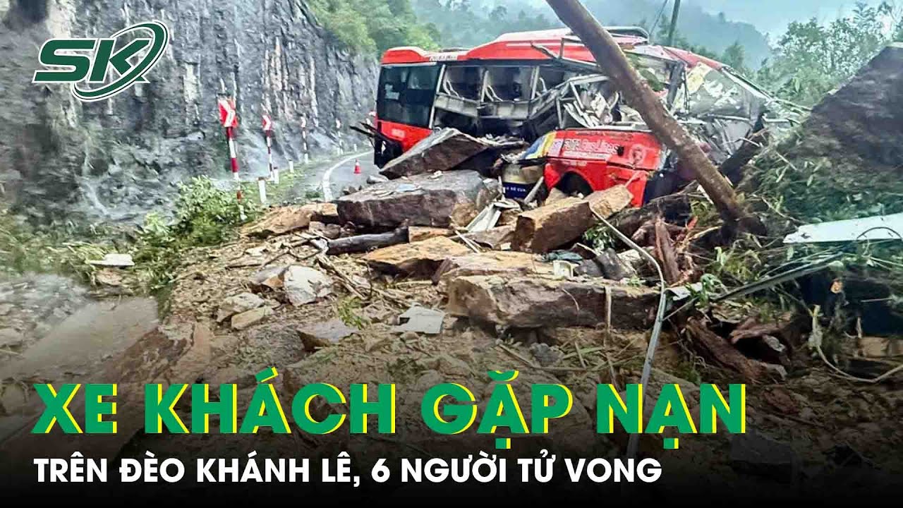 Xe khách Phương Trang bị đất đá vùi lấp trên đèo Khánh Lê, 6 người tử vong thương tâm