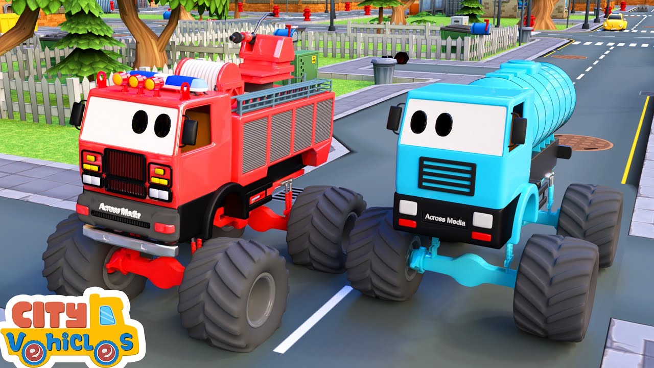 Construction vehicles repair mixer truck-Excavator, crane truck and Bulldozer for Kids.