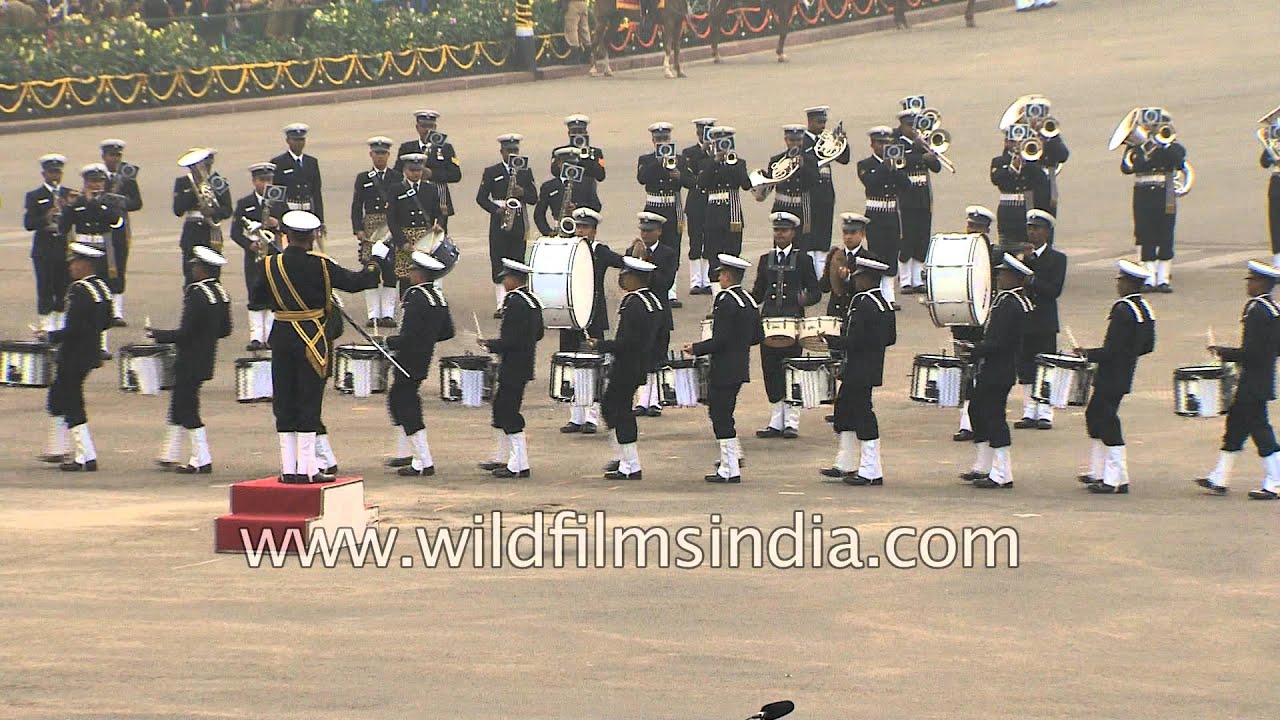 Indian Navy band performs at Beating Retreat ceremony, Delhi