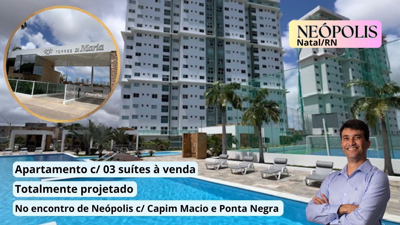Excelente apartamento para venda c/ 92m², 3 suítes, 2 vagas - Neópolis, Natal/RN