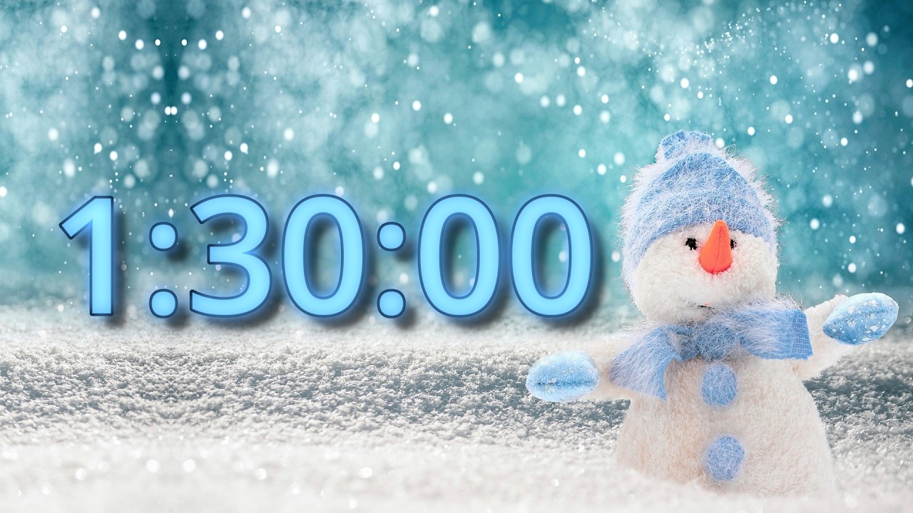 1 Hour 30 Minute / 90 Minute Cute Winter Snowman Countdown Timer (Soothing Wind Chimes Alarm)