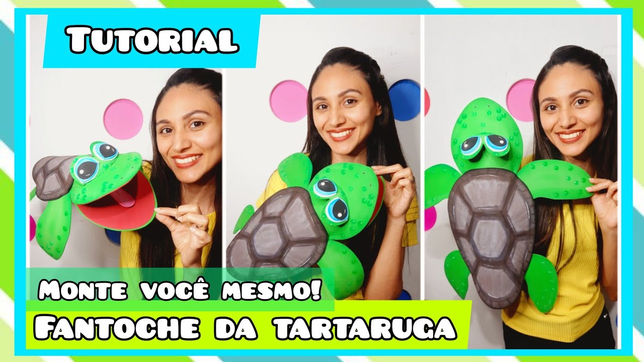 (Passo a passo) Aprenda a fazer o fantoche da Tartaruga simples e fácil. #noarcomatiapriscila