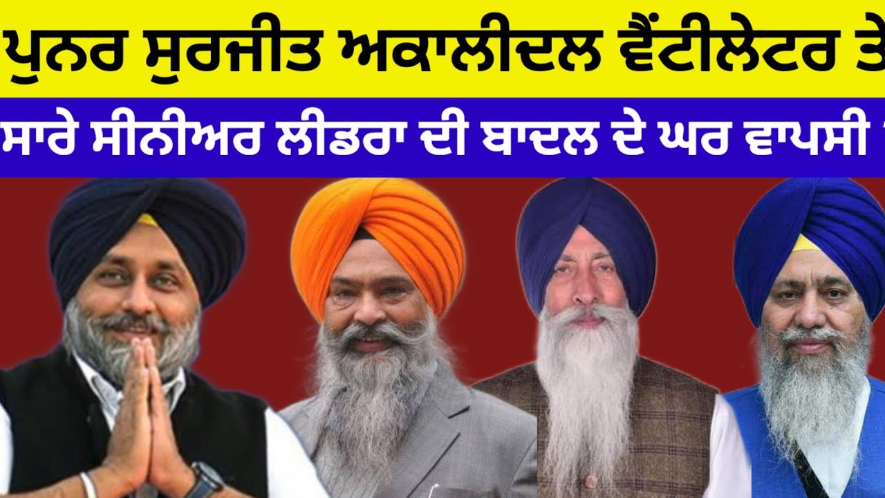 Akalidal ਪੁਨਰ ਸੁਰਜੀਤ ਦੇ ਸਾਰੇ ਸੀਨੀਅਰ ਲੀਡਰ ਦੀ ਬਾਦਲ ਦੇ ਘਰ ਵਾਪਸੀ ਪੁਨਰ ਸੁਰਜੀਤ ਖਤਮ?#akalidal#sukhbirbadal