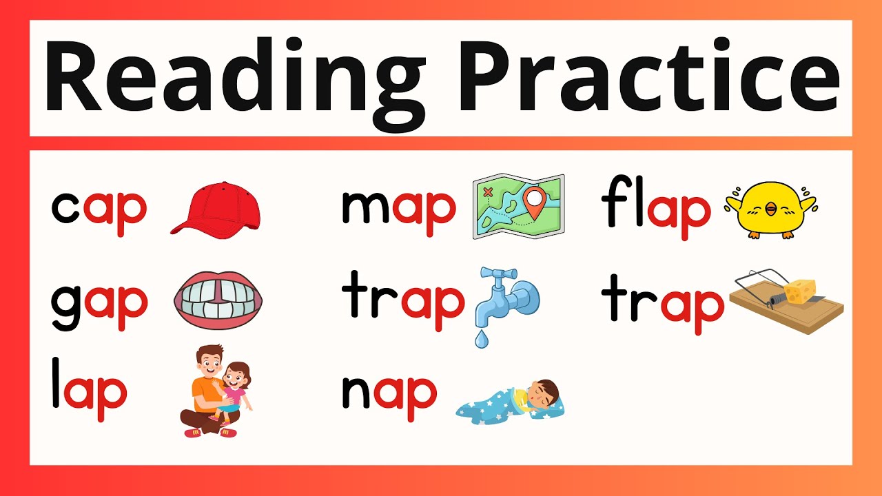 Reading Practice with Phonics Word Family ap CVC Words