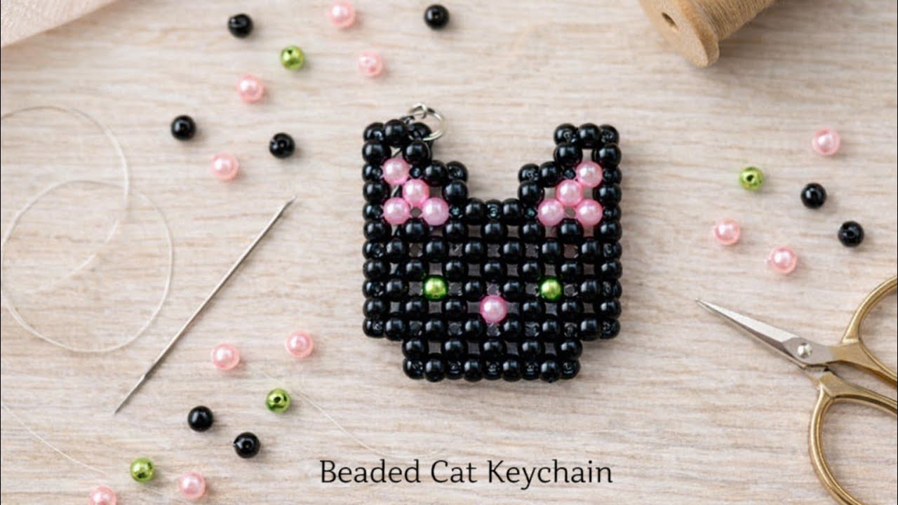 Cat Made Of Beads. Tutorial. #cat #beads #video #diy