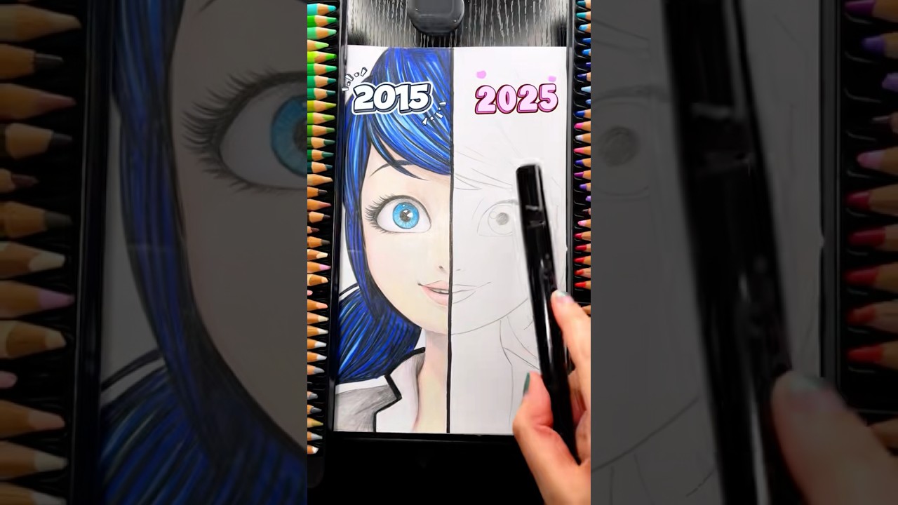 Dessiner MARINETTE 2015 VS 2025 🖍️ #dessin #miraculous #artchallenge