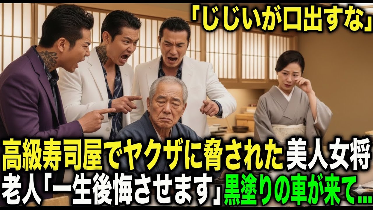高級寿司屋でヤクザに絡まれた美人女将。５分後、黒塗りの高級車が１００台来てヤクザが凍りつく...